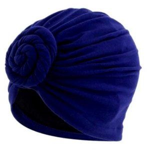 SATIN-LINED Turban Women Navy Turban Head Wraps Pre-Tied Beanie